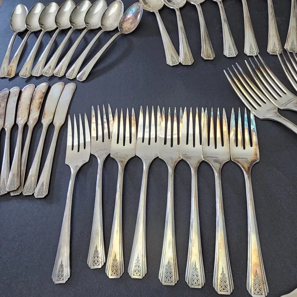 Complete Set Oneida Clarion Community Silverware 1932 Art Deco 50 P. Silverplate